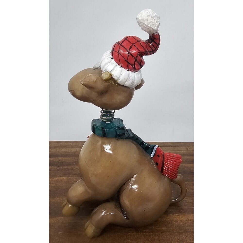 Fitz and Floyd Jiggling Christmas Holiday Reindeer Ornament Bobblehead Figure - Picture 3 of 8